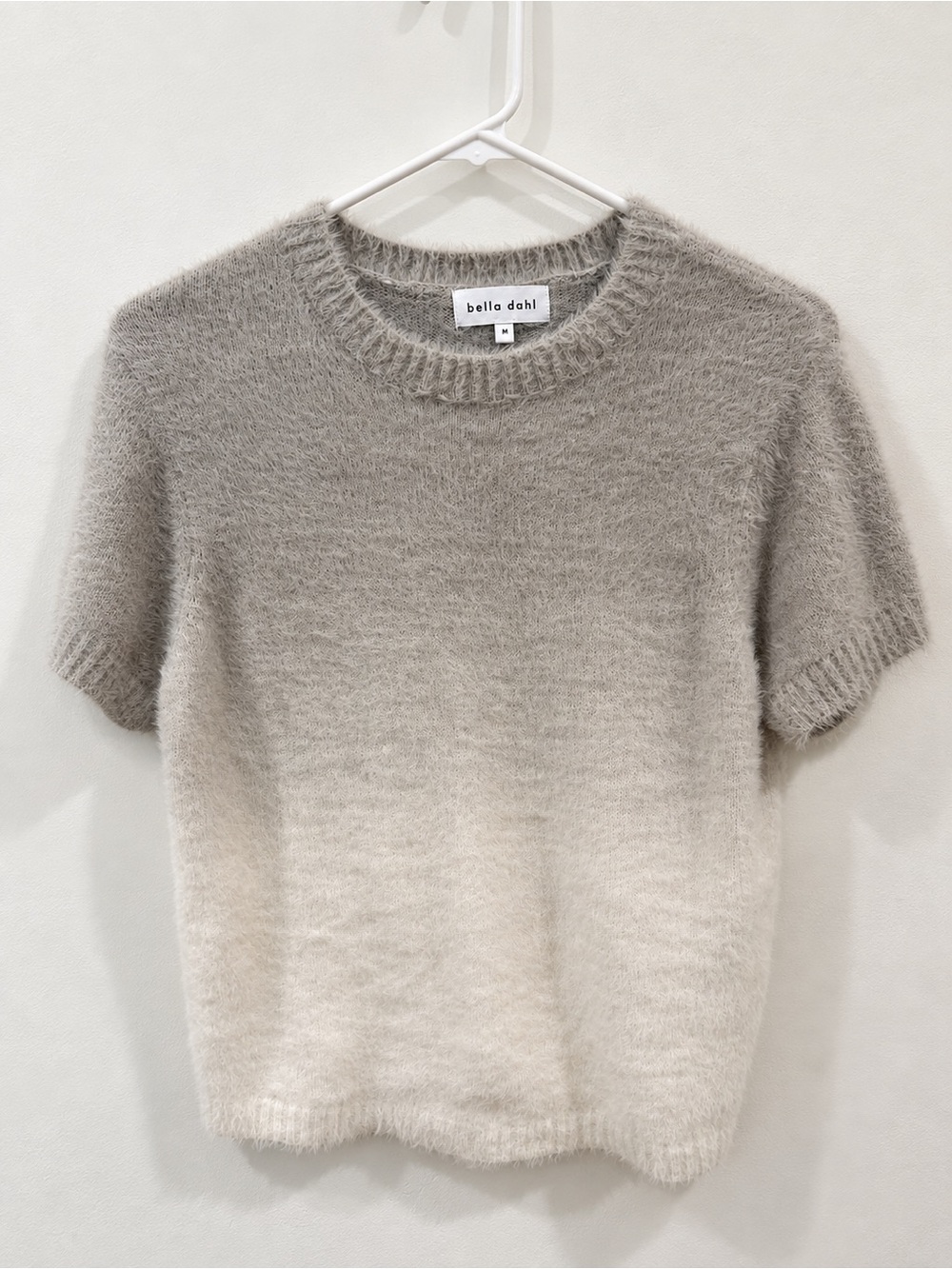 Bella Dahl Pearl Smoke Ombre Fuzzy Short Sleeve Sweater M
